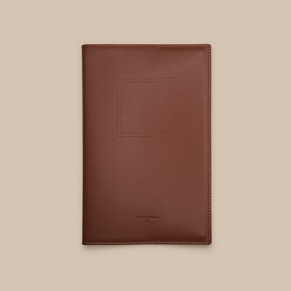 Cuaderno clásico con funda de piel marrón - Tintablanca